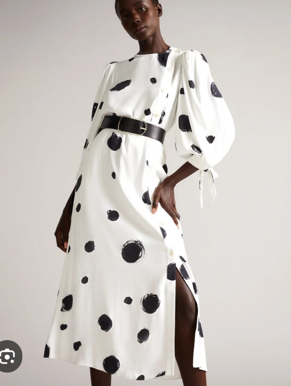 Ted Baker Eliyzza Polka Dot Puff Sleeve Midi Dress White Size 1